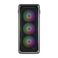 FSP Fortron CUT593P Tower Gaming-behuizing Zwart 4 voorgeïnstalleerde LED-ventilators, Stoffilter, Zijvenster - thumbnail