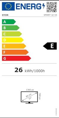 Dyon SMART 32 VX LED-TV 80 cm 32 inch Energielabel F (A - G) DVB-T2, DVB-C, DVB-S2, HD ready, Smart TV, WiFi, CI+* Zwart