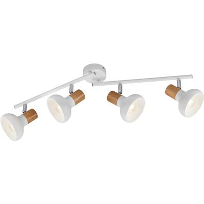 LED Plafondspot 4-lichts - E14 Fitting - Rechthoekig Mat Wit Metaal