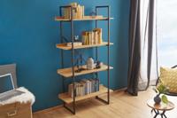 industrieele boekenkast FACTORY 166cm eikenlook met metalen frame - 39705 - thumbnail