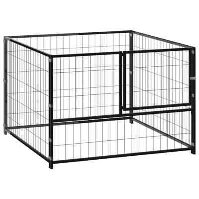 VidaXL Hondenkennel 100x100x70 cm staal zwart VidaXL Hondenkennel 100x100x70 cm staal zwart