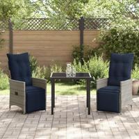 3-delige tuinset met kussens - grijs poly rattan - thumbnail
