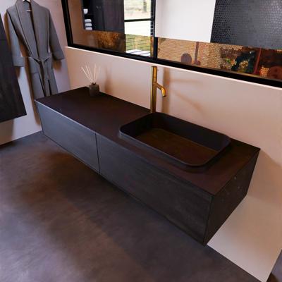 Badkamermeubelset Mondiaz Erin 150 cm met 2 Lades met RIDGE Wastafel Rechts Urban met 1 kraangat Greeploos Mat Antracite Badkamermeubelset Mondiaz Erin 150 cm met 2 Lades met RIDGE Wastafel Rechts Urban met 1 kraangat Greeploos Mat Antracite