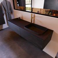 Badkamermeubelset Mondiaz Erin 150 cm met 2 Lades met RIDGE Wastafel Rechts Urban met 1 kraangat Greeploos Mat Antracite - thumbnail