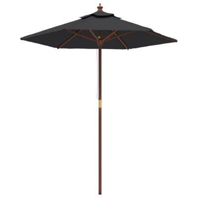 Parasol met houten paal 196x231 cm zwart