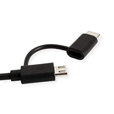 ROLINE Kabel USB Micro B + Typ C M/M to USB2.0 A M, OTG, zwart, 1 m