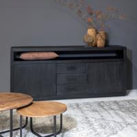 Livingfurn Dressoir 'Jaxx' Mangohout, 180cm, kleur Zwart - thumbnail