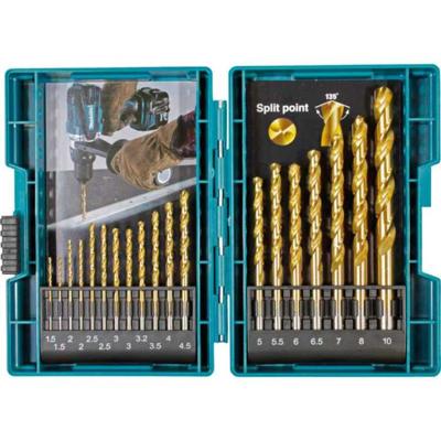 Makita B-67795 Metaal-spiraalboorset 1.5 mm, 2.0 mm, 2.5 mm, 3.0 mm, 3.2 mm, 3.5 mm, 4.0 mm, 4.5 mm, 5.0 mm, 5.5 mm, 6.0 mm, 6.5 mm, 7.0 mm, 8.0 mm, 10.0 mm 1