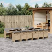 13-delige Tuinset met kussens poly rattan gemengd beige - thumbnail
