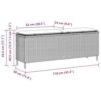 Tuinbank met kussen 110x30x40,5 cm poly rattan zwart - thumbnail