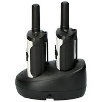 Walkie-Talkie Set | 2 Handsets | Tot 7 km | Frequentiekanalen: 8 | PTT / VOX | 24 uur stand-by | Hoofdtelefoonuitgang | Ingebouwde zaklamp | Wit / Zwart - thumbnail