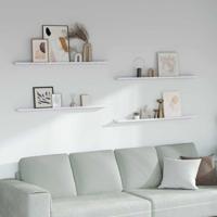 Wandplank 4 pcs Wit Marmer 115 x 9 x 3 cm Bewerkt hout - thumbnail