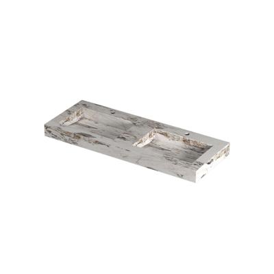 INK Pitch Wastafel keramische slab bak dubbel met drain en front en side skirts 2 kraangaten 120x45x9 Island glossy