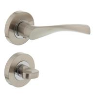 Intersteel Deurkruk Giussy op rozet met toilet-/badkamersluiting - nikkel mat/chroom - thumbnail
