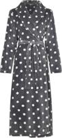 Grijze fleece damesbadjas met stippen - extra lang-(40-42) M - thumbnail