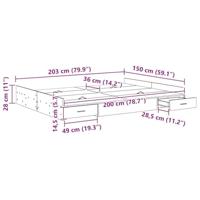 Opbergbedframe met lade Betongrijs 150 x 200 cm Bewerkt hout - thumbnail