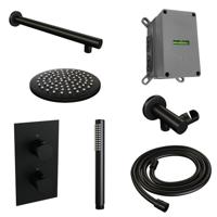 Thermostatische inbouw regendouche 3-weg omstelling mat zwart SET 25 met 20 cm douchekop, handdouche, en accessoires - thumbnail