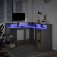 Bureau met LED-verlichting 130x130x91 cm hout grijs sonoma - thumbnail