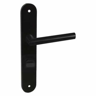 Impresso London Binnendeurbeslag Ovaal met Schroefen WC Rozet | Zwarte Deurklink | Set van 2 Deurkrukken