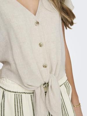 Only Onlsiesta Ss Knot Lin Bl Shirt Pnt Noos T-shirts Moonbeam