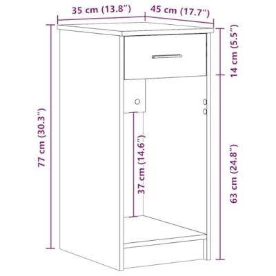 Computertorenstandaard met lade 35x45x77 cm oud houtkleurig