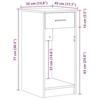 Computertorenstandaard met lade 35x45x77 cm oud houtkleurig - thumbnail