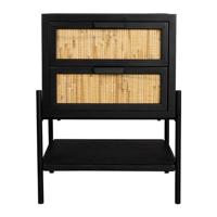 Dutchbone Nachtkastje 'Yasu' Rattan, 45 x 35cm, kleur Zwart - thumbnail