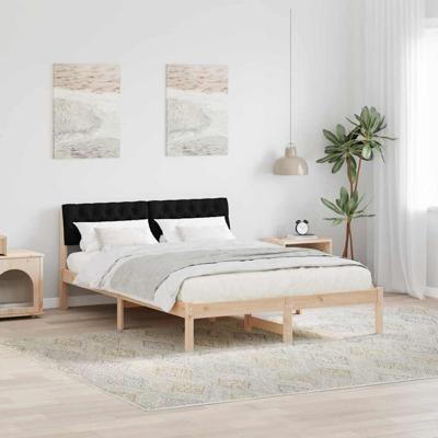 Bedframe Bruin en zwart 160 x 200 cm Massief grenenhout Bedframe Bruin en zwart 160 x 200 cm Massief grenenhout