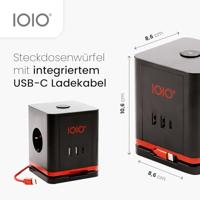 IOIO contactdoos SW1000, 3 stopcontacten en 3 USB-poorten, kubus, zwart - thumbnail