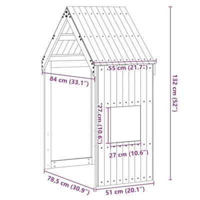 Kinderbedhuisje 55x84x132 cm massief grenenhout wasbruin