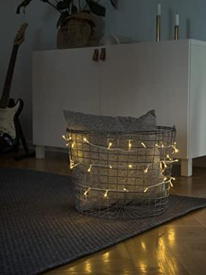 Micro LED lichtsnoer transparant met 50 extra warm witte lampen