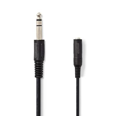 Stereo-Audiokabel | 6,35 mm Male | 6,35 mm Female | Vernikkeld | 5.00 m | Rond | Zwart Stereo-Audiokabel | 6,35 mm Male | 6,35 mm Female | Vernikkeld | 5.00 m | Rond | Zwart