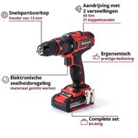 Einhell TE-CD 18/40 Li-i +64 (2x2,0Ah) Accu-klopboor/schroefmachine 2 snelheden Incl. 2 accus, Incl. lader, Incl. koffer - thumbnail
