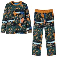 VidaXL Kinderpyjama met lange mouwen 92 donkergroen - thumbnail