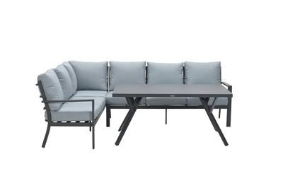 Sergio L/D set 3-dlg links carbon black/mint grey bank L 262 x B 200 x H 85 cm Garden Impressions - Garden impressions