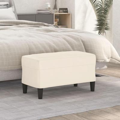 Bankje 70x35x41 cm fluweel crmekleurig