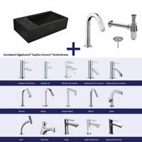 Fonteinset Cura Natuursteen Links 40X22X10 cm Chroom Aqua Splash - thumbnail