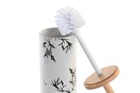 Toiletborstel DKD Home Decor 10 x 10 x 38,5 cm Zwart Metaal Wit Keramiek - thumbnail