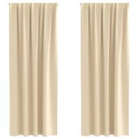 VidaXL Zwart-out gordijnen met ringen 2 pcs crème 245 x 140 cm - thumbnail