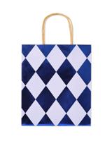 HEMA Cadeautas 18x29cm ruiten blauw - thumbnail