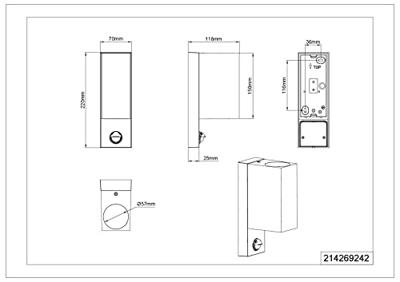 Trio Vierkante up-downlighterRoya met sensor - 214269242