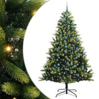 Kunstkerstboom met scharnier 300 LEDs Groen 240 cm PVC en PE - thumbnail