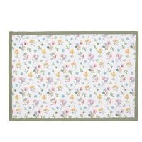 Clayre & Eef Placemats Set van 6 48x33 cm Wit Groen Katoen Bloemen - thumbnail