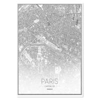Schilderij - Luchtfoto van Parijs in zwart en wit - thumbnail