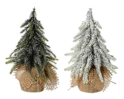 Miniboom PE jute zak 2ass 20 cm groen Kerst Everlands - Everlands