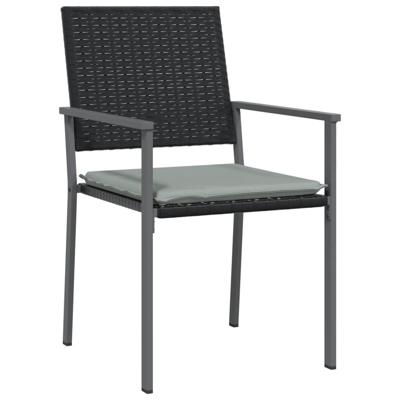 Tuinstoelen 6 st met kussens 54x62,5x89 cm poly rattan zwart Tuinstoelen 6 st met kussens 54x62,5x89 cm poly rattan zwart