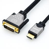 ROLINE Monitorkabel DVI (24+1) - HDMI, M/M, zwart / zilver, 3 m - thumbnail
