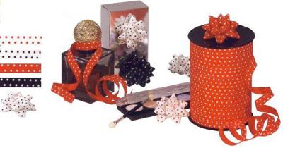 Krullint dots zwart op wit 10mm x 250 meter