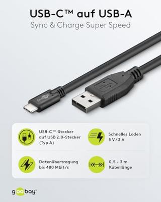 Goobay 55466 Sync & Charge High Speed USB-C naar USB A 2.0 oplaadkabel