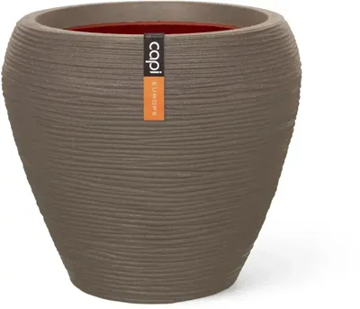 Capi nature rib nl bloempot tapered round 42x38 cm Taupe